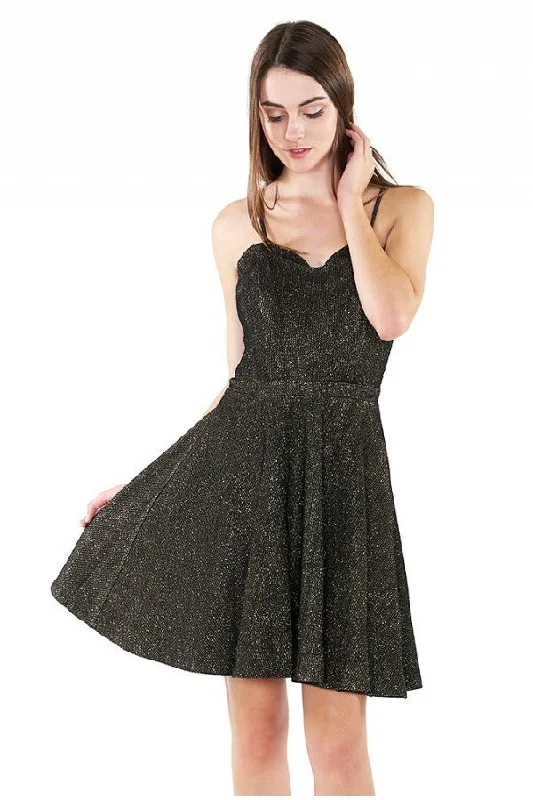 Naughty Grl Fit & Flare Cocktail Dress - Black & Gold