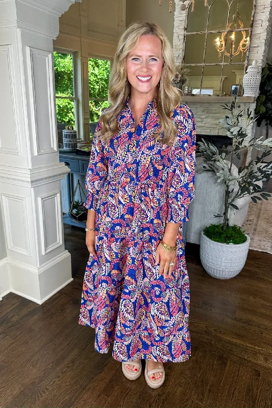 The Eleanor Blue Mosaic Meadow Dress by Michelle McDowell