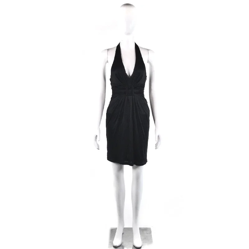 MANGO SUIT BLACK HALTER DRESS-S
