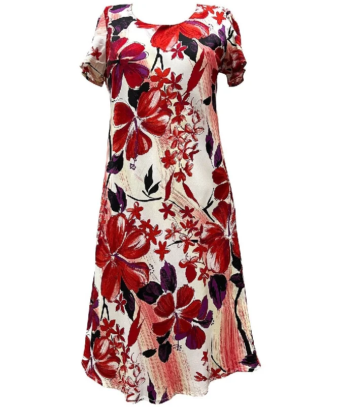 Watercolor Hibiscus Dress with Cap Sleeves