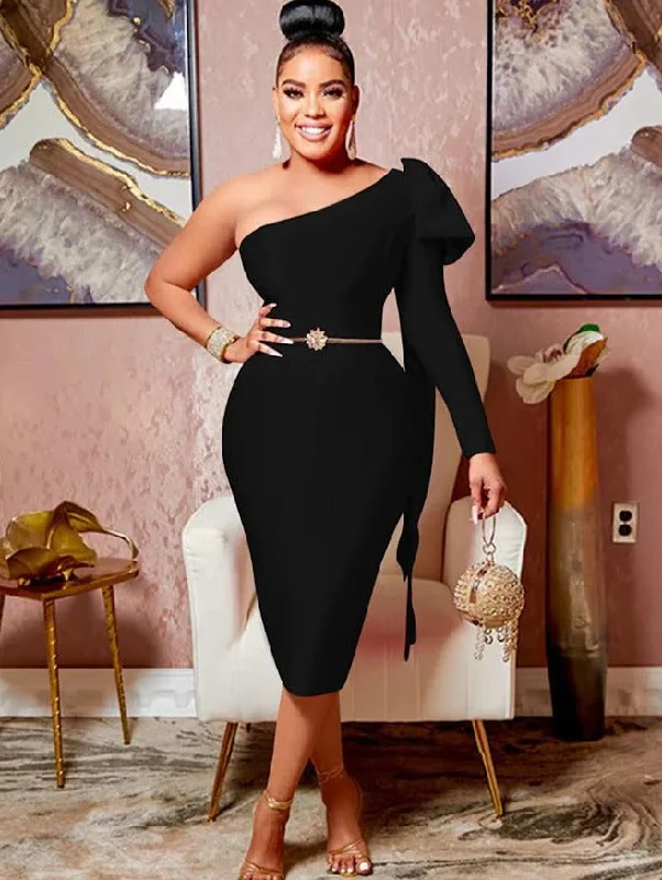 Women Fashion Church Dress 5422 Black