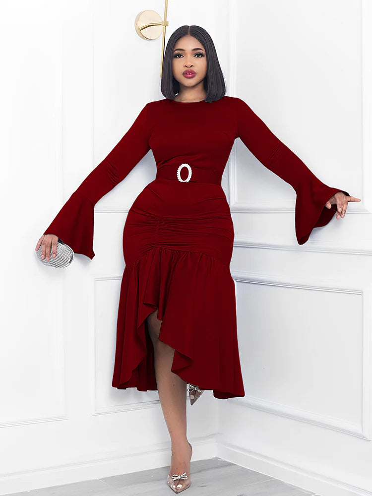 Women Church Dress-456 Wine