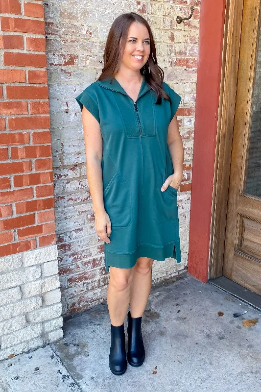 Zip It Up Forest Green Dress